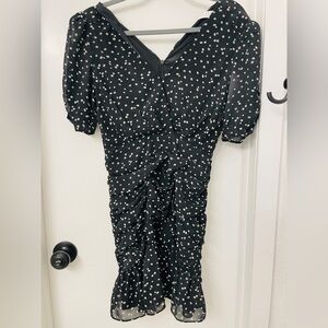 Astr the Label Black Floral Ruched Dress